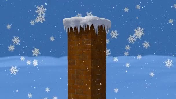 Animace Sněhu Padajícího Komín Zimní Krajině Vánoční Zimní Tradiční Slavnostní — Stock video