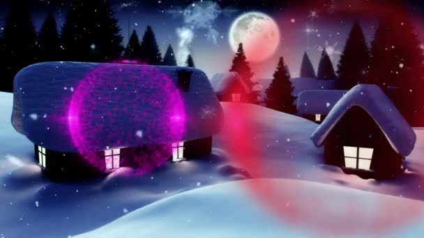Animazione Natale Bagattelle Sopra Case Paesaggio Invernale Natale Tradizione Concetto — Video Stock