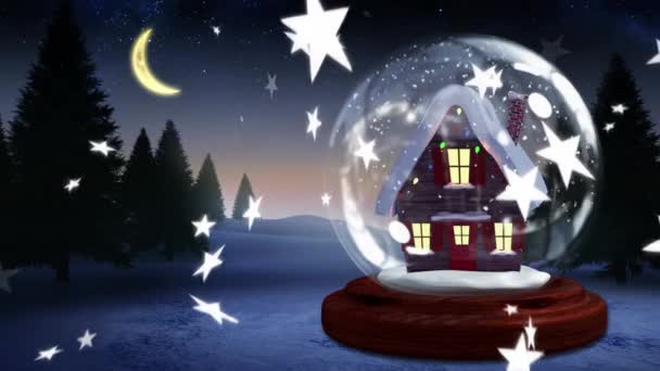 Animação Queda Neve Globo Neve Natal Sobre Cenário Inverno Natal — Vídeo de Stock