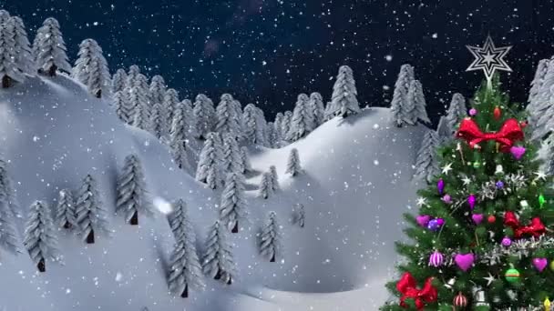 Animación Paisajes Invernales Con Árbol Navidad Navidad Invierno Tradición Concepto — Vídeo de stock