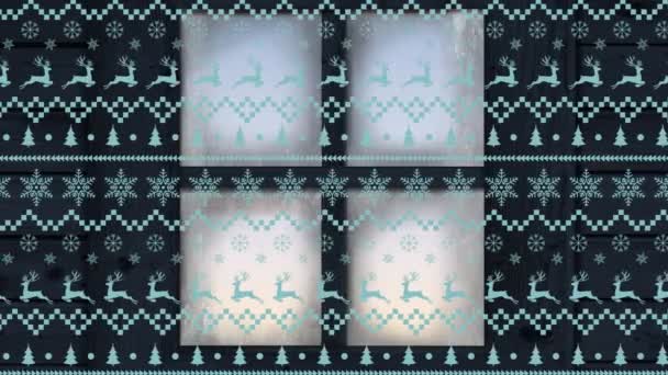 Animation Christmas Pattern Winter Scenery Seen Window Christmas Digital Interface — Stock Video