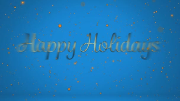 Animation Happy Holidays Text Gold Spots Falling Blue Background New — Stock Video