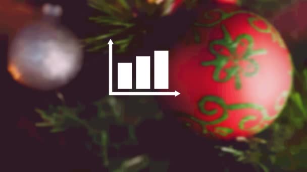 Animace Grafu Nad Vánoční Ozdoby Ozdoby Vánoční Zimní Tradiční Slavnostní — Stock video