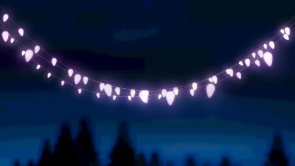 Animación Brillantes Luces Hadas Sobre Paisaje Invernal Navidad Invierno Tradición — Vídeo de stock