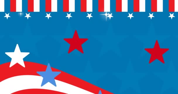 Animación Estrellas Moviéndose Sobre Patrón Bandera Americana Patriotismo Americano Concepto — Vídeos de Stock