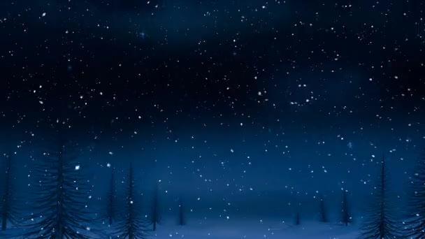 Animação Neve Caindo Sobre Abetos Paisagens Inverno Natal Tradição Conceito — Vídeo de Stock
