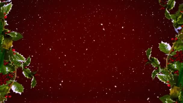 Animation Snow Falling Christmas Holy Red Background Christmas Winter Tradition — Stock Video