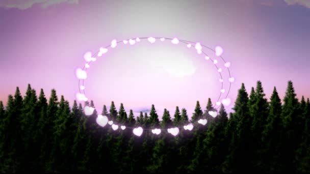 Animation Fairy Light Frame Copy Space Fir Trees Winter Scenery — Stock Video