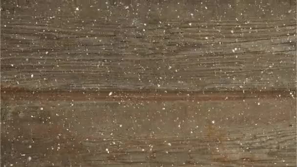 Animação Neve Caindo Sobre Tábua Madeira Natal Inverno Tradição Conceito — Vídeo de Stock
