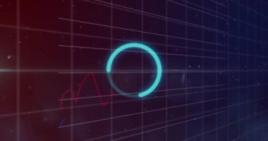 Dijital arayüz daire veri yükleme ve finansal veri işleme animasyonları. küresel bağlantılar, dijital arayüz ve dijital olarak oluşturulmuş video işleme konsepti.