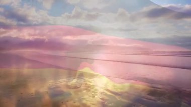 Alman bayrağının sahile dalgalanmasının animasyonu. seyahat, tatiller, vatanseverlik ve dijital olarak üretilen video konsepti.