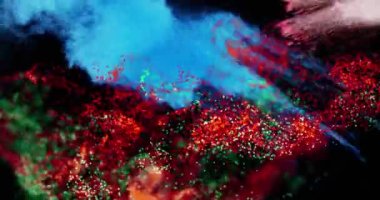 Siyah arkaplanda hareket eden ışıkların ve dalgaların animasyonu. renk, hareket ve enerji arkaplan kavramı, dijital olarak oluşturulmuş video.