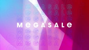 Renkli arka plan üzerinde mega satış metninin animasyonu. perakende ve alışveriş konsepti dijital olarak oluşturulmuş video.
