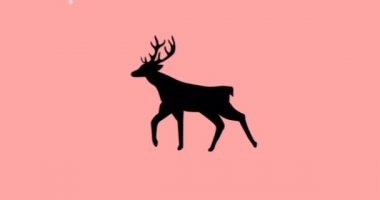 Kar yağarken ren geyiği animasyonu. Noel, kış, gelenek ve kutlama konsepti dijital olarak oluşturulmuş video.