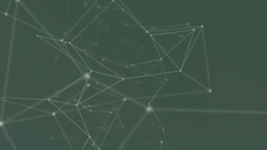 Yeşil arkaplanda parlayan noktalarla bağlantı ağının animasyonu. küresel bağlantılar ve ağlar konsepti dijital olarak oluşturulmuş video.