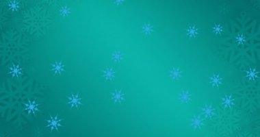 Yeşil zemine düşen kar tanelerinin animasyonu. Noel, gelenek ve kutlama konsepti dijital olarak oluşturuldu.