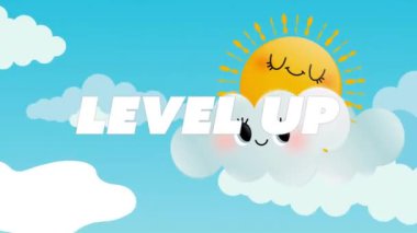 Mavi gökyüzü ve güneş üzerindeki metnin canlandırması. arka plan sosyal medya ve iletişim konsepti dijital olarak oluşturulmuş video.