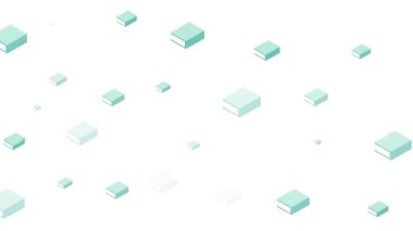 Beyaz arka planda sıra sıra kitap ve okul eşyalarının animasyonu. eğitim, okula dönüş ve dijital olarak üretilen video konsepti.