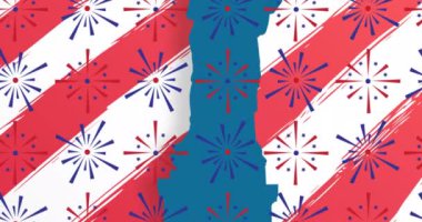 Özgürlük heykeli üzerinde havai fişek gösterisi. Amerikan vatanseverliği, bağımsızlık ve kutlama konsepti dijital olarak oluşturulmuş video.