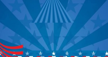 İşçi Bayramı 'nın animasyonu Amerika bayrağının üstünde. Amerikan vatanseverliği, bağımsızlık ve kutlama konsepti dijital olarak oluşturulmuş video.