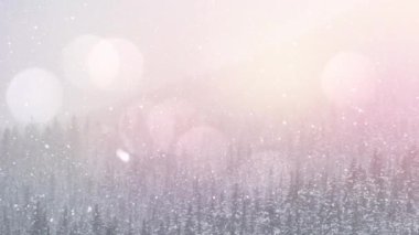 Kış manzarasında birden fazla kadın ve ışık lekeleri. Noel şenliği ve kutlama konsepti