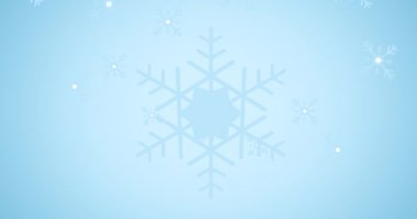 Mavi arka plana düşen kar tanelerinin animasyonu. Noel, gelenek ve kutlama konsepti dijital olarak oluşturuldu.