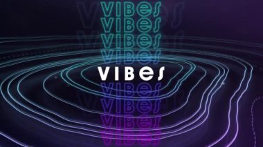 Parlayan hareketli çizgiler üzerinde birden fazla titreşim metninin animasyonu. Video oyunu, eğlence ve dijital arayüz kavramı dijital olarak oluşturuldu.