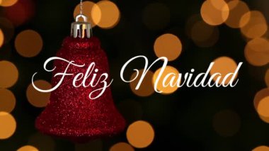 Felix Navidad 'ın Noel Animasyonu Noel hediyesi olarak kırmızı çan süslemesi üzerine mesaj atıyor. Noel, gelenek ve kutlama konsepti dijital olarak oluşturuldu.