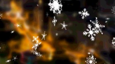 Arka planda odak merkezinden düşen kar animasyonu. Noel, gelenek ve kutlama konsepti dijital olarak oluşturuldu.