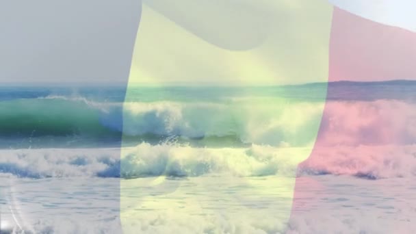 Animatie Van Vlag Van België Die Het Strand Waait Reis — Stockvideo