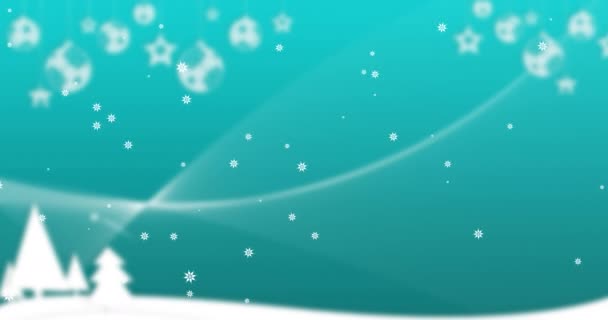 Animation Snowflakes Falling Blue Background Christmas Tradition Celebration Concept Digitally — Stock Video