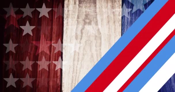 Animación Líneas Movimiento Sobre Bandera Patrón Americano Patriotismo Americano Concepto — Vídeos de Stock