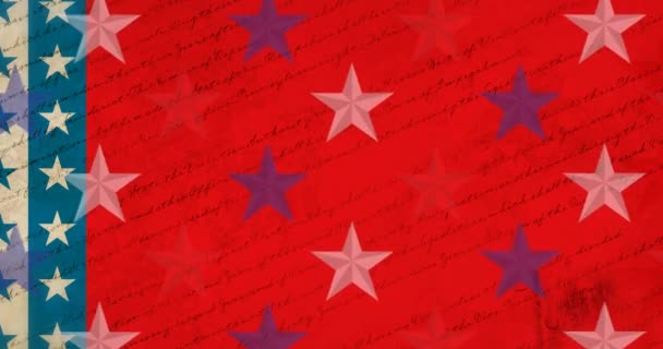 Animation Des Textes Zum Unabhängigkeitstag Über Der Flagge Nach Amerikanischem — Stockvideo