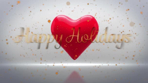 Animación Felices Fiestas Texto Sobre Corazón Pulsante Navidad Tradición Concepto — Vídeos de Stock