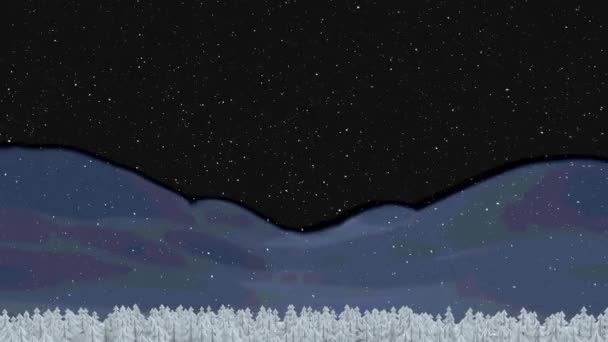 Animación Nieve Cayendo Sobre Paisaje Invernal Navidad Invierno Tradición Concepto — Vídeo de stock