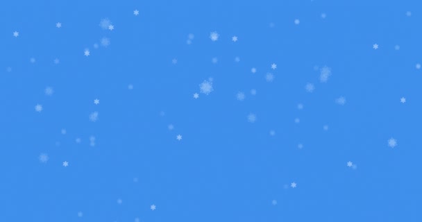 Animation Numérique Multiples Icônes Flocons Neige Tombant Sur Fond Bleu — Video