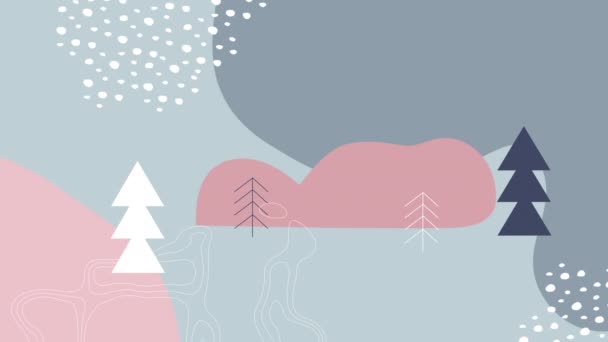 Animación Digital Árbol Navidad Topografía Formas Abstractas Sobre Fondo Gris — Vídeos de Stock