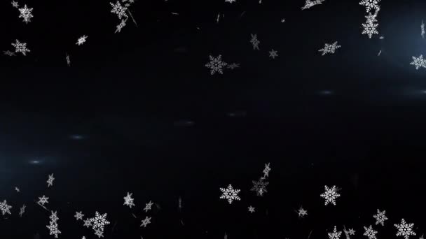 Animación Digital Copos Nieve Flotando Sobre Manchas Luz Sobre Fondo — Vídeo de stock