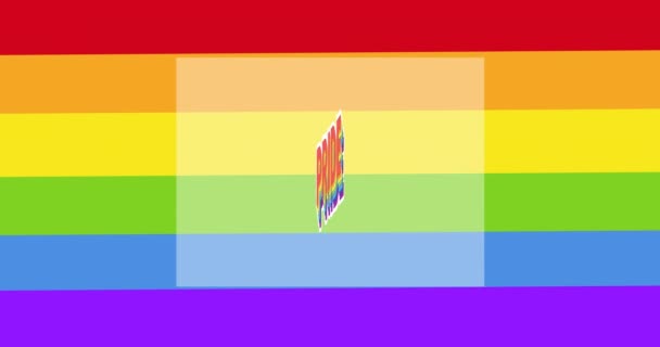 Animación Texto Orgullo Con Corazón Sobre Rayas Arco Iris Lgbtq — Vídeos de Stock