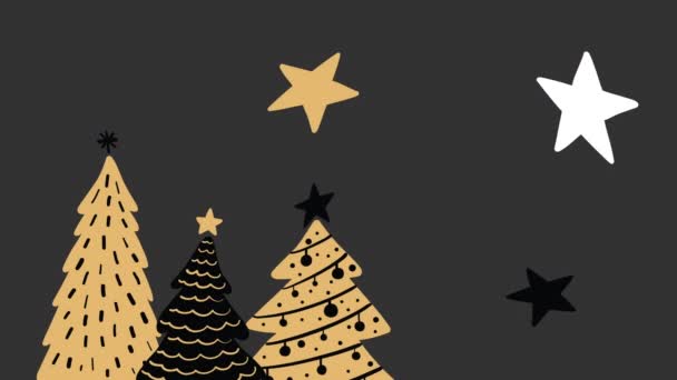 Animation Christmas Trees Grey Background Christmas Winter Tradition Celebration Concept — Stock Video