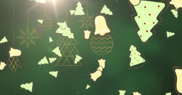 Noel Süslemelerinin Üzerine Çanların Düşüşünün Animasyonu Noel Kış Gelenek Kutlama — Stok video