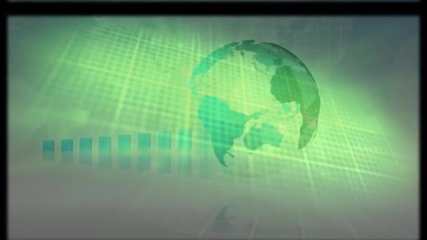 Animation Circular Scope Slipping Frame Graph Globe Data Processing Green — Stock Video