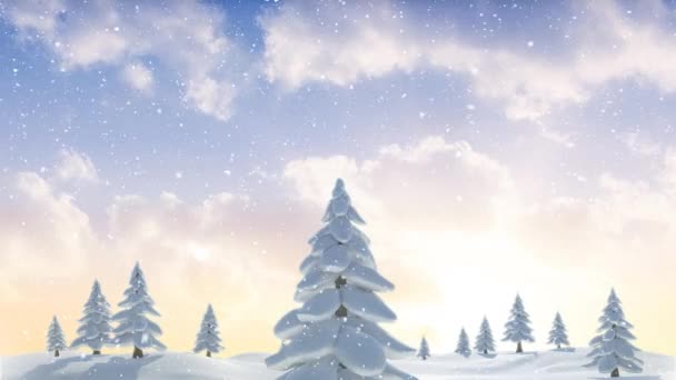 Animação Neve Caindo Árvores Paisagem Inverno Natal Tradição Conceito Celebração — Vídeo de Stock