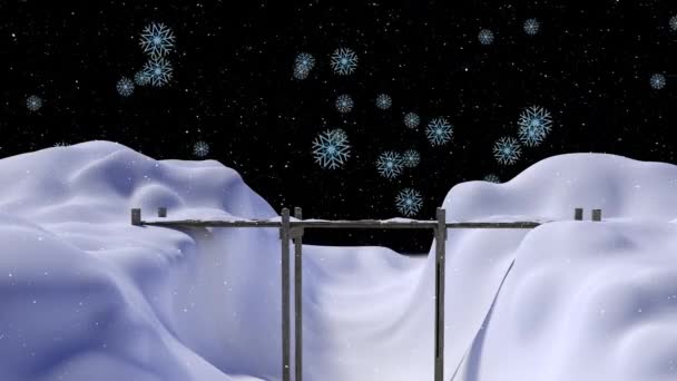 Köprüden Düşen Kar Kış Manzarası Animasyonu Noel Kış Gelenek Kutlama — Stok video