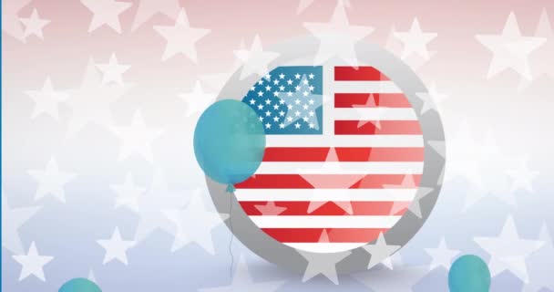 Animacja Gwiazd Poruszających Się Nad Amerykańską Flagą Amerykański Patriotyzm Koncepcja — Wideo stockowe