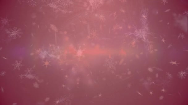 赤いフィルターで背景に降る雪のアニメーション クリスマス 伝統とお祝いのコンセプトデジタルで生成されたビデオ — ストック動画