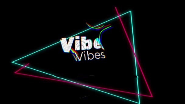 Animatie Van Vibes Tekst Gloeiende Bewegende Golf Geometrische Vormen Video — Stockvideo