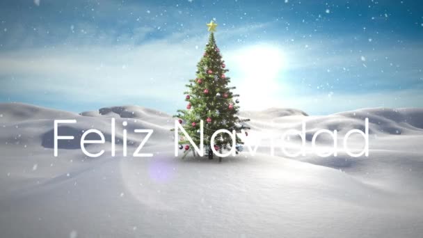 프리즈 해군의 애니메이션은 크리스마스 트리와 풍경에서 내리는 텍스트이다 크리스마스 디지털로 — 비디오