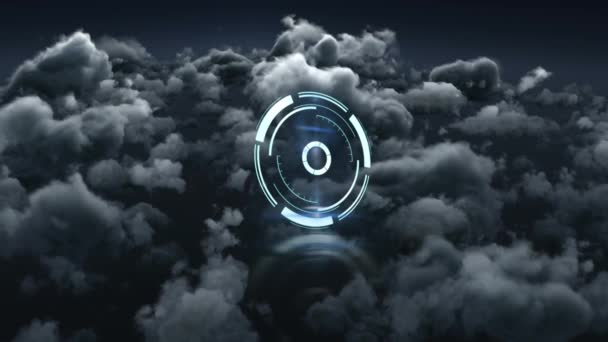 曇り空を回転する安全なロックのアニメーション セキュリティ デジタルインターフェース技術の概念はデジタルで生成されたビデオ — ストック動画