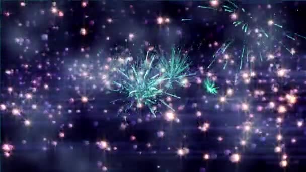 Animazione Felice Anno Nuovo Testo Fuochi Artificio Stelle Incandescenti Capodanno — Video Stock